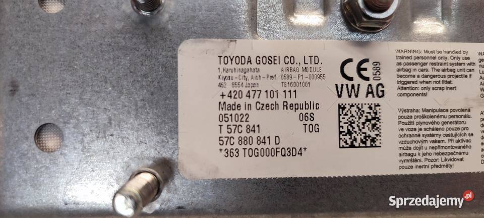 SKODA KAROQ PODUSZKA AIRBAG KOLANOWA 57C880841D osobowe