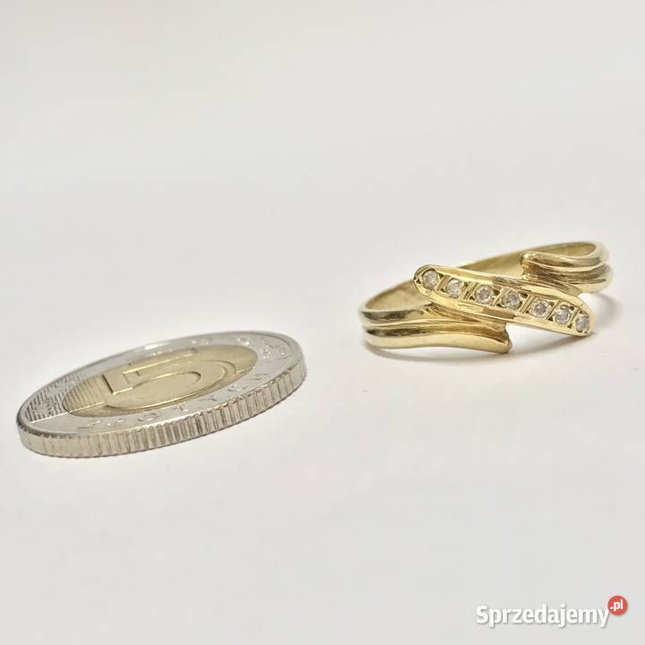 Złoty pierścionek 585 14K cyrkonie elegancki Warszawa