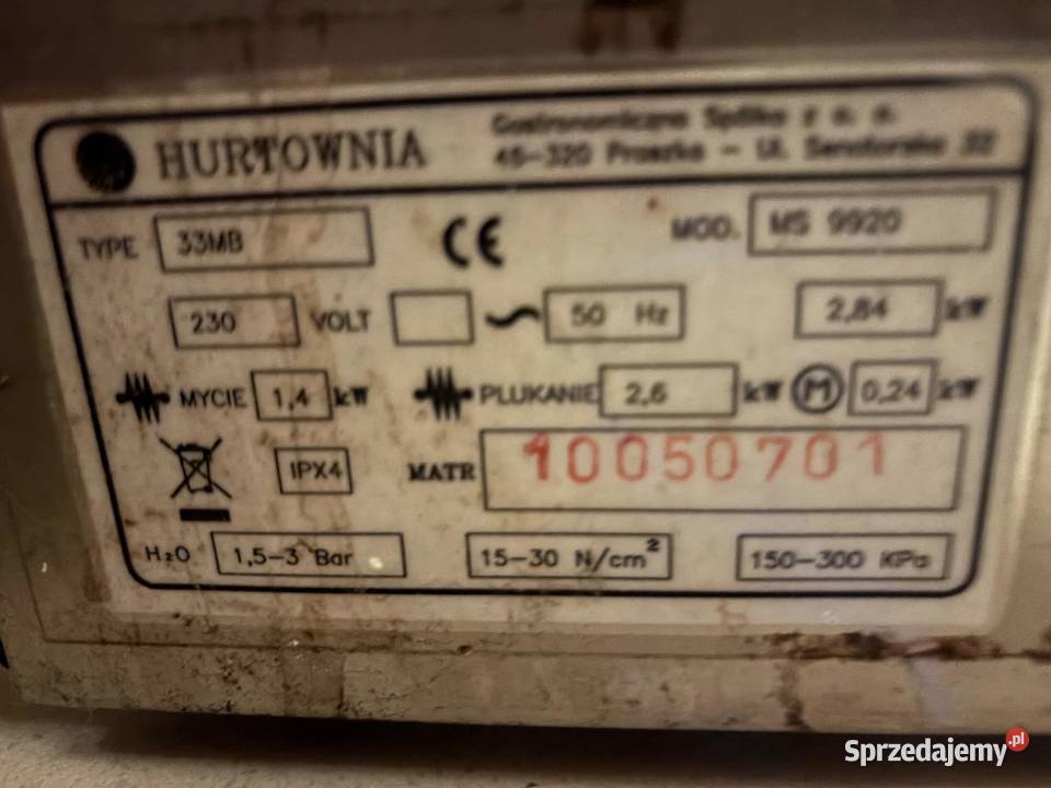 Zmywarka gastronomiczna do szkła mb9920 Goczałkowice-Zdrój sprzedam