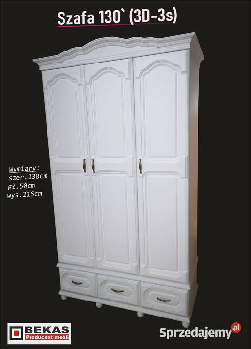 Promocja Śliczna Biała Duża Szafa 133 3 D3s 50cm Ciechocinek