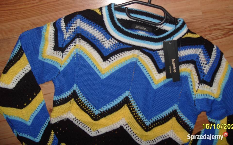 JASMINA Chabrowo żółty sweterek w zygzaki SM sprzedam