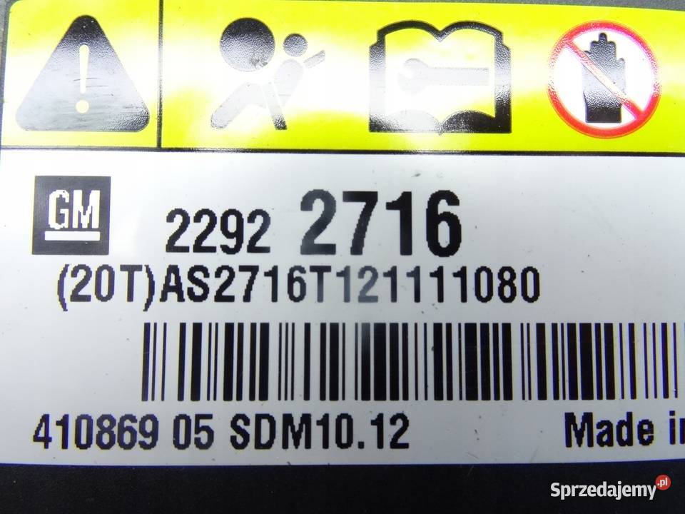 OPEL INSIGNIA MODUL AIRBAG 22922716 Wyposażenie elektryczne Przemęt sprzedam