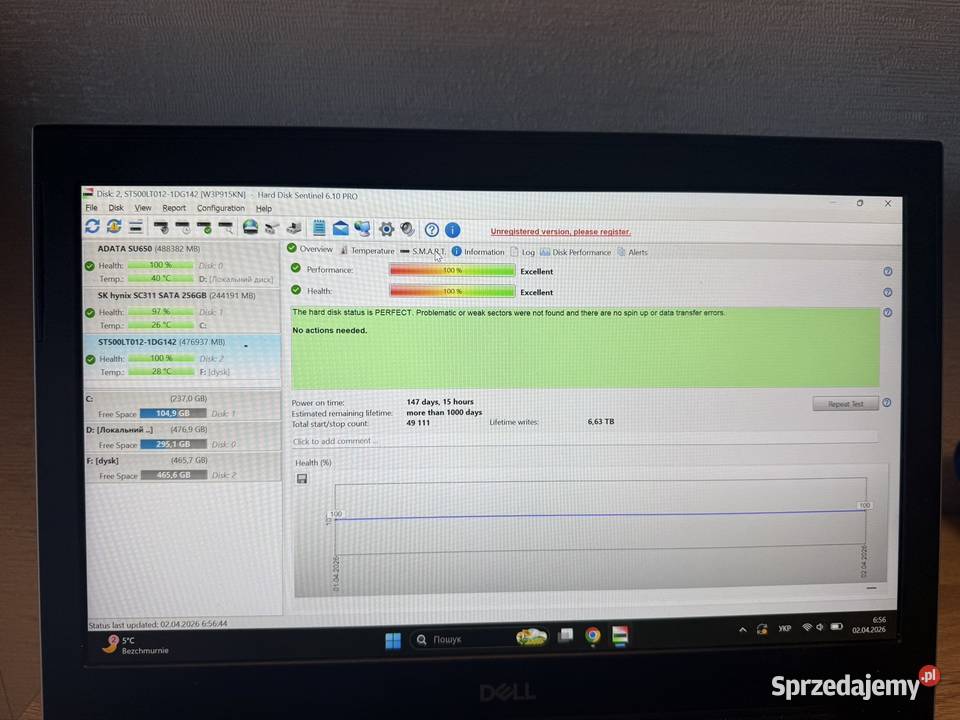 Dysk 500GB Seagate Laptop Thin Super stan mało