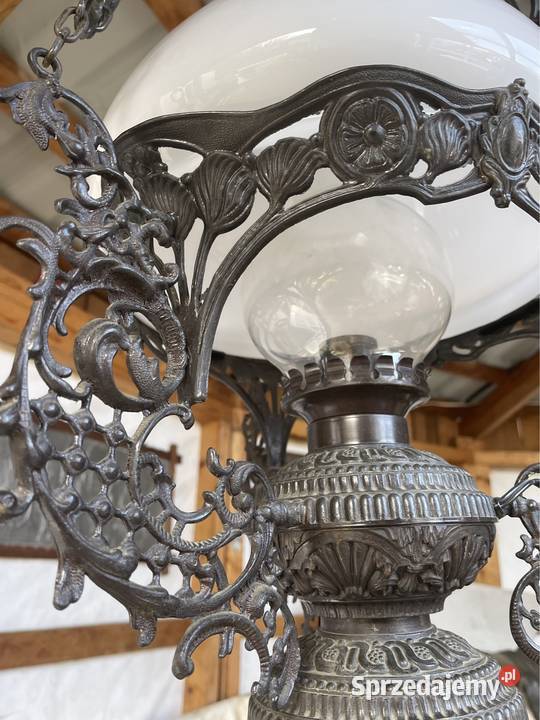 piękna stara duza lampa żyrandol naftowa z dolnośląskie Bystrzyca Kłodzka