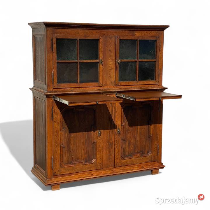 Stary dębowy kredens z litego drewna z witryną zachodniopomorskie Gryfice