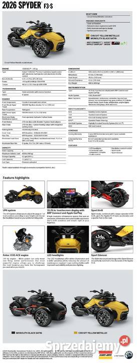 CanAm Spyder F3 S 1330 ACE SE6 Monolith Black Nowy Sącz