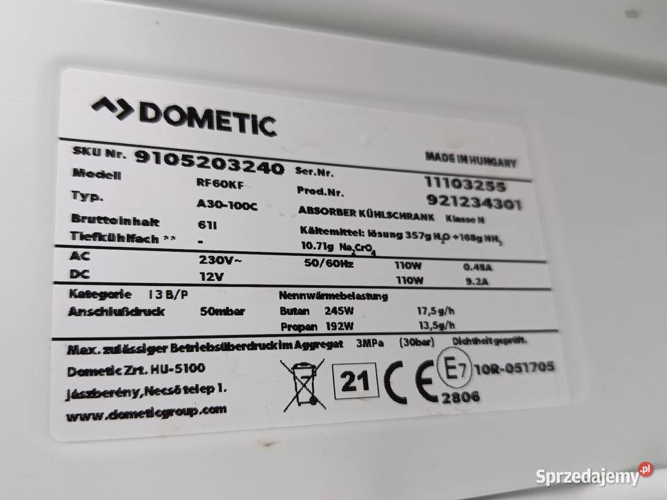 Części do lodówek Dometic Elektrolux do kampera Pruszków