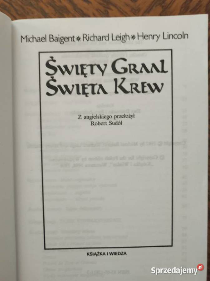 Święty Graal Święta Krew Baigent Leigh Rok wydania 0 świętokrzyskie Kielce sprzedam