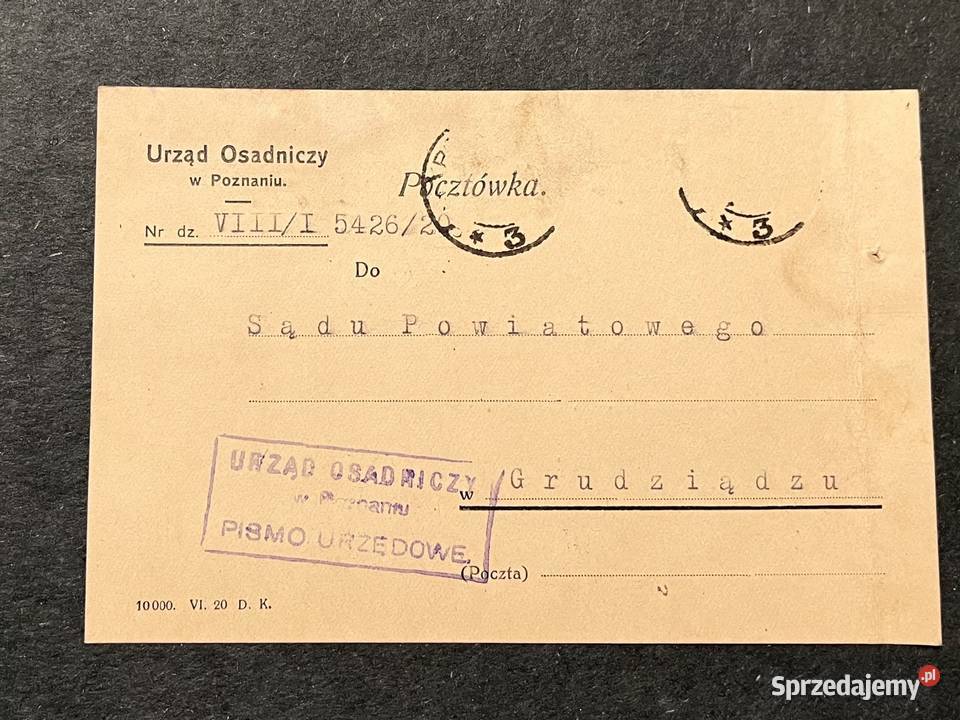 Karta Pocztowa z 1920 roku Grudziądz