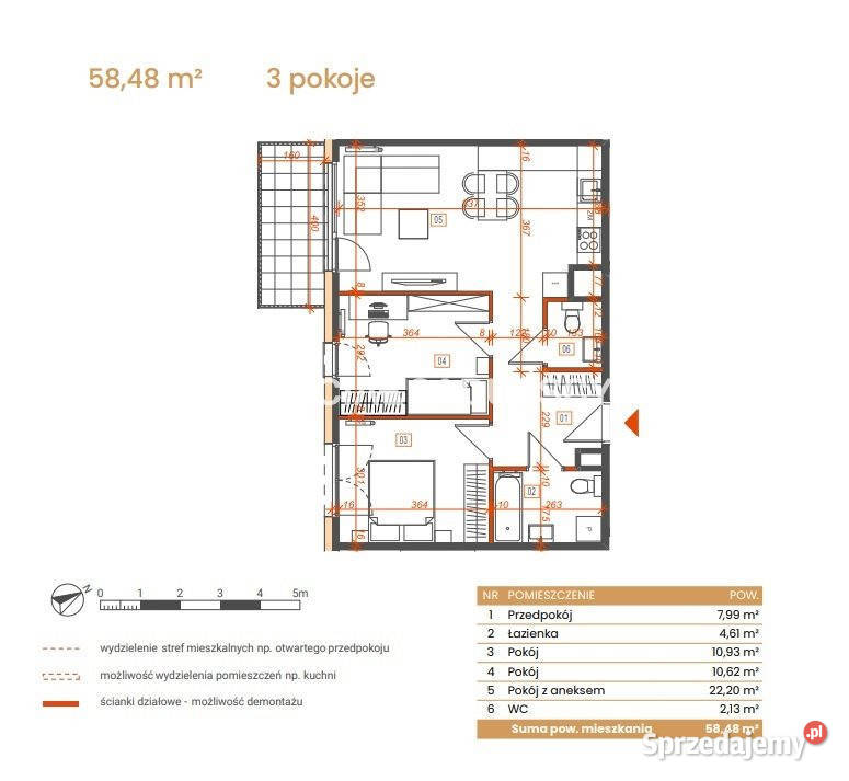 sprzedaży mieszkania 5848m2 3 pokojowe Katowice 10791zł/m2
