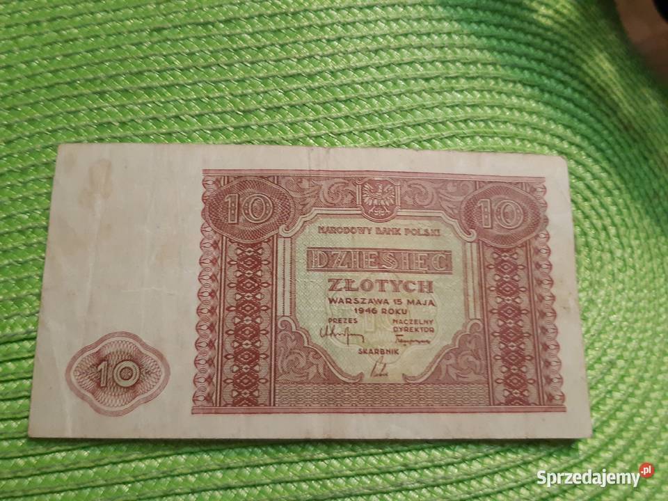 banknot polski 10 złotych z 1946r podlaskie Łomża