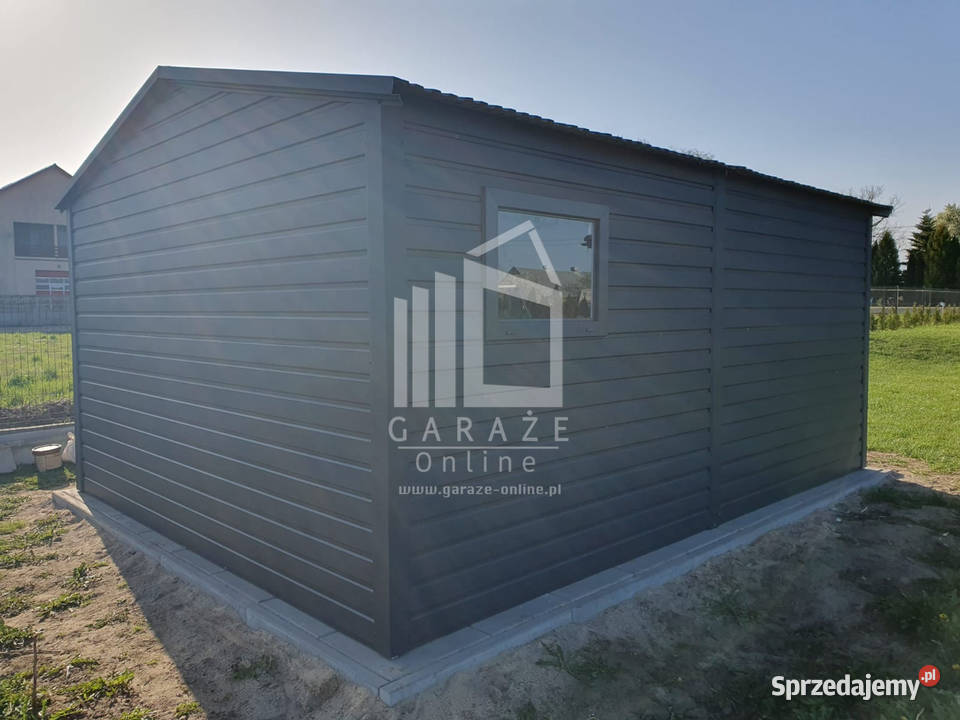 Garaż Blaszany 4x5 Brama dwuskrzydłowa okno łódzkie Łódź