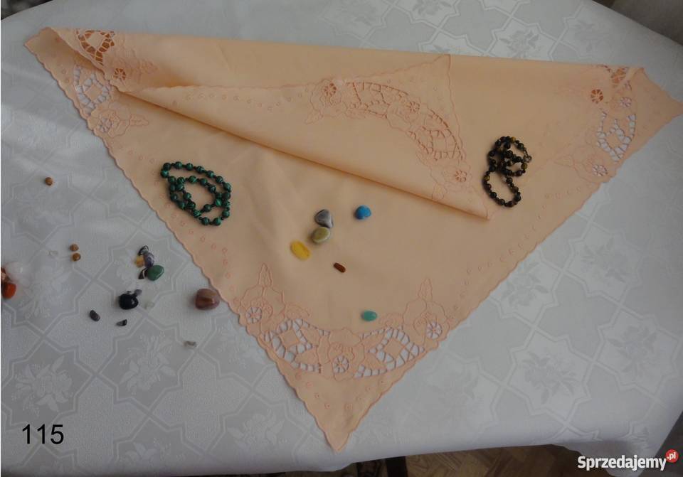 Serwetki kolorowe morelowe wyszywane haf Obrusy i serwety Lublin