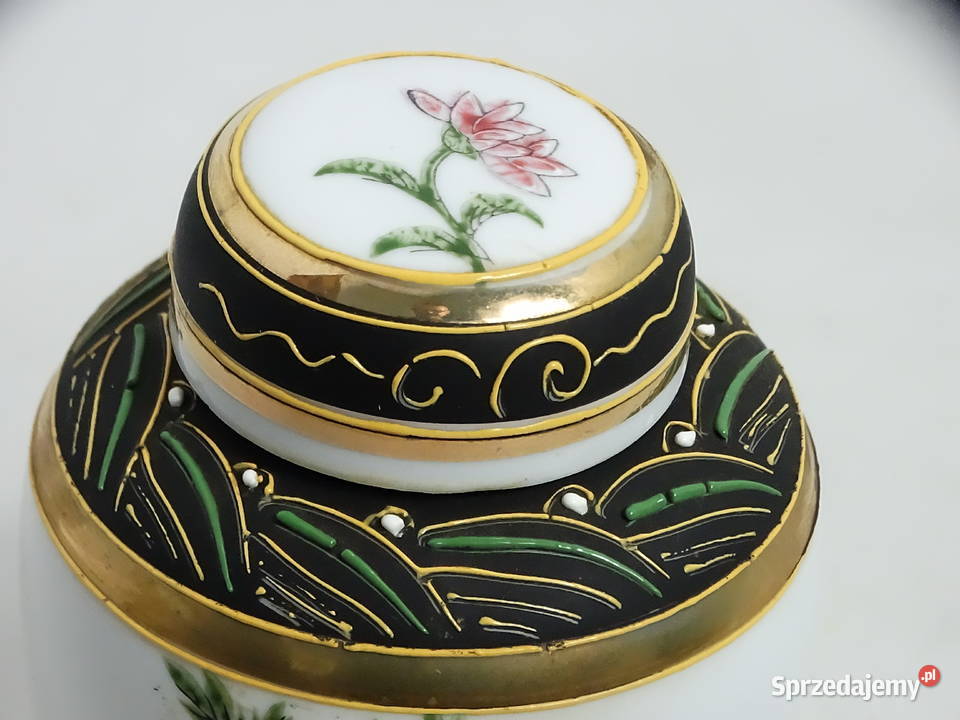 Japońska puszka pojemnik na herbatę Porcelana z Porcelana i szkło