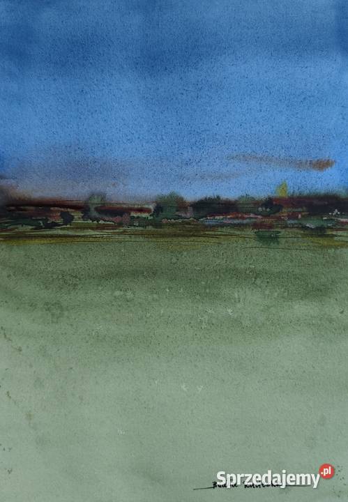 Akwarela Oryginał Pejzaż Abstrakcyjny Nowoczesny Malarstwo opolskie Opole