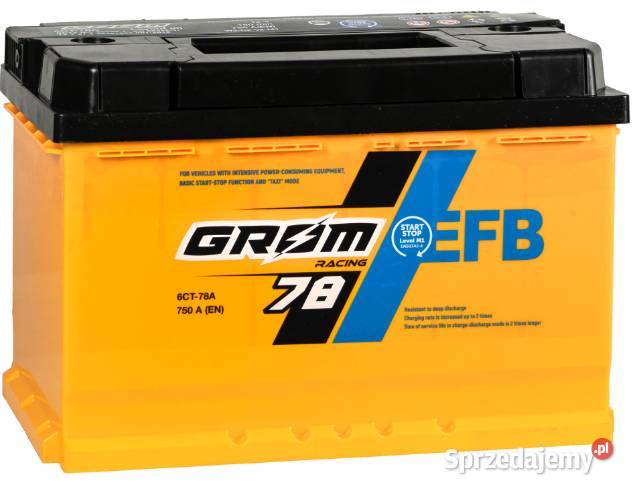 Akumulator Grom Racing EFB 78Ah 750A niski P mazowieckie sprzedam