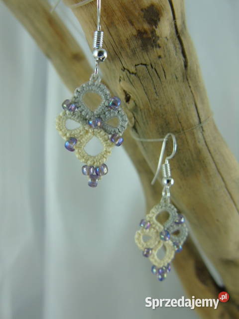 Kolczyki frywolitkowe różne wzory i kolory Wiśniowa