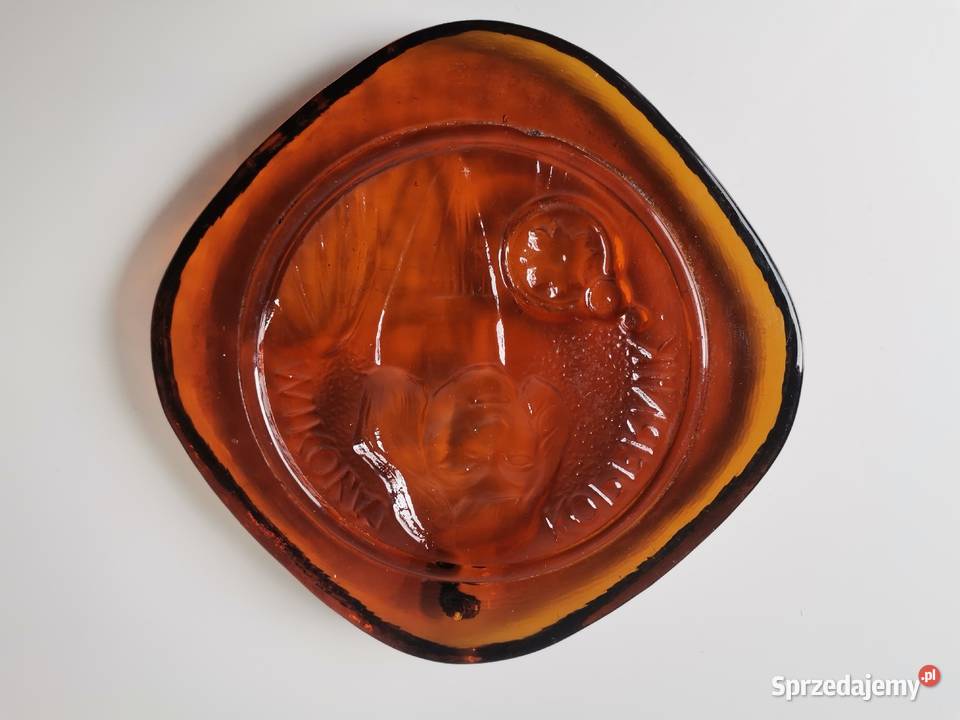 Stary szklany medalion klipa Mikołaj Kopernik Porcelana i szkło Katowice