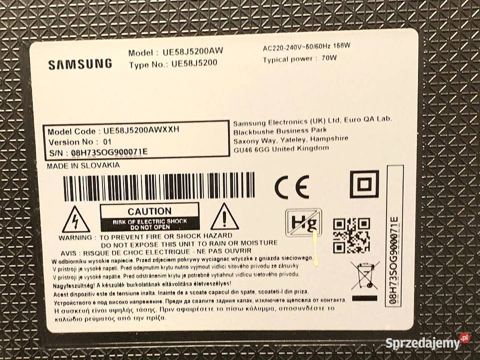 TV Samsung UE58J5200AW Sprzedam LED
