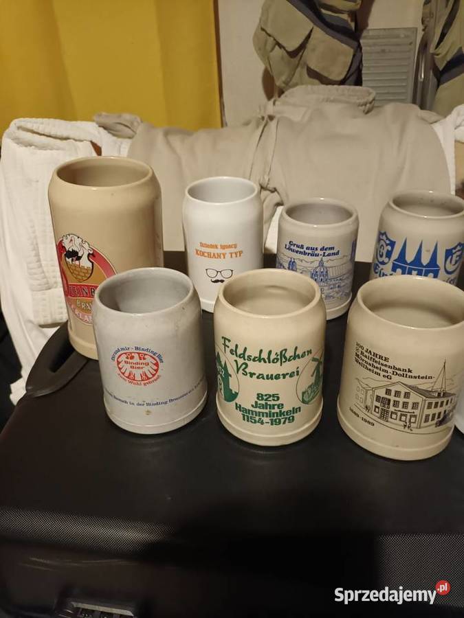 Kufle kamionkowe szkliwiona z lat 60 XX wieku Bielsko-Biała