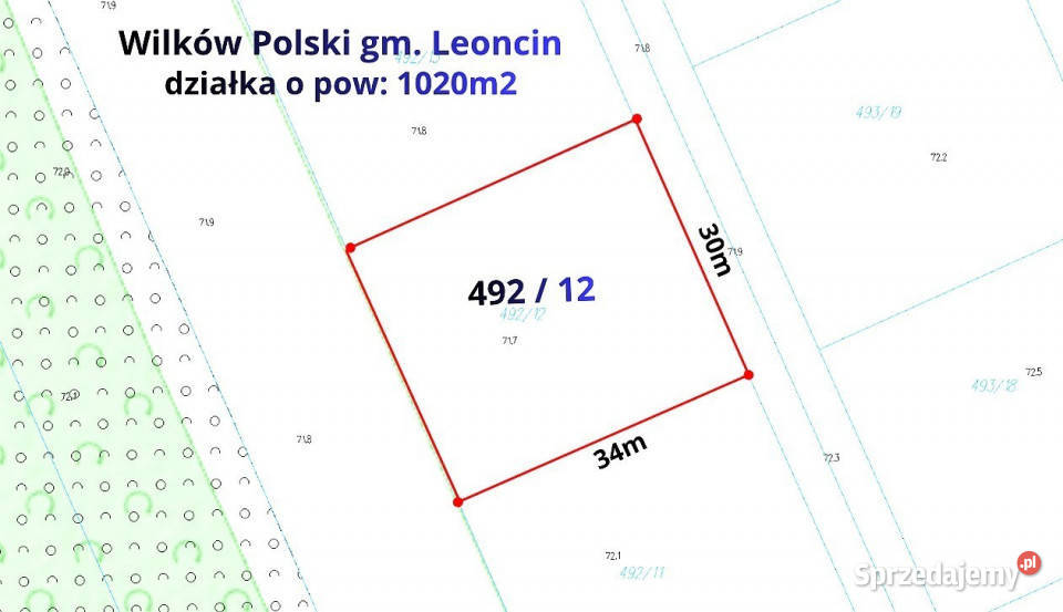 Działka budowlana 1020m2 Wilków Polski