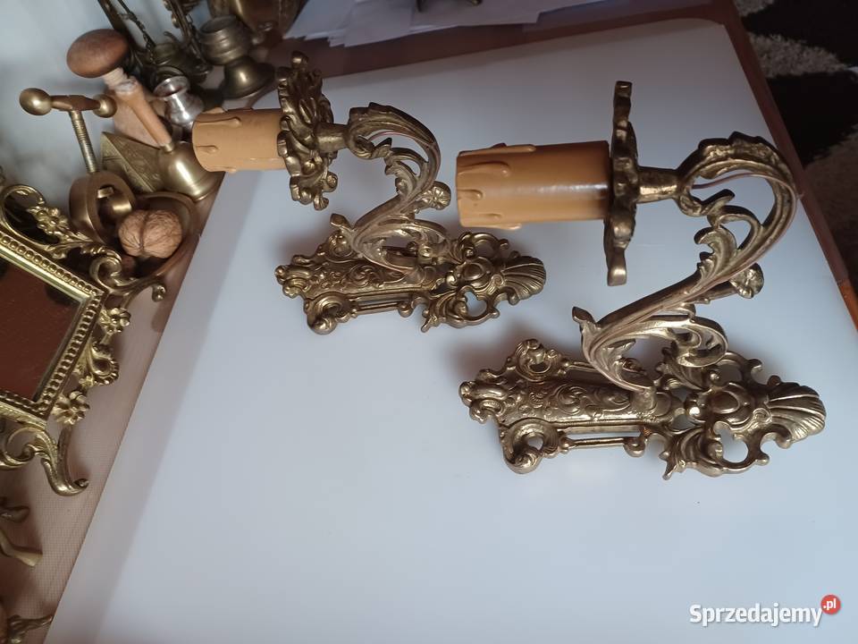 Komplet dwóch pięknych masywnych mosiężnych