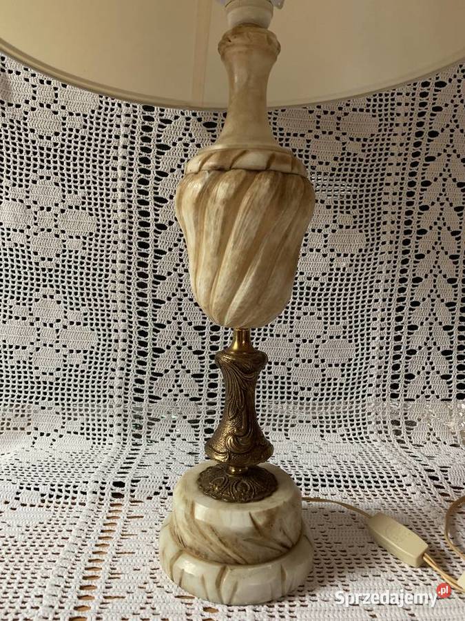 Stara elegancka duża lampa mosiądz kamień beżowy Oświetlenie Bystrzyca Kłodzka sprzedam