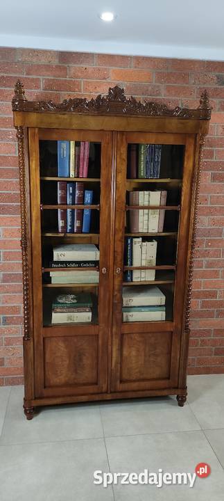 Piękna biblioteka witryna biedermeier antyk Łagów