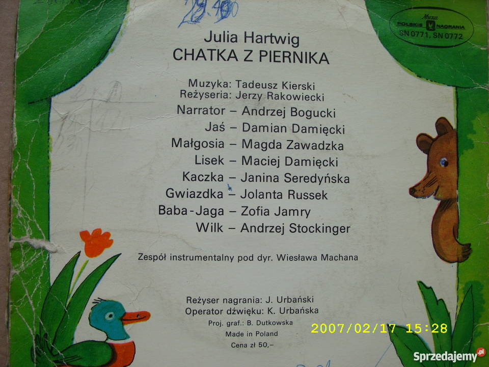 Bajka JHARTWIGCHATKA Z PIERNIKA 2 singLE Wołów sprzedam