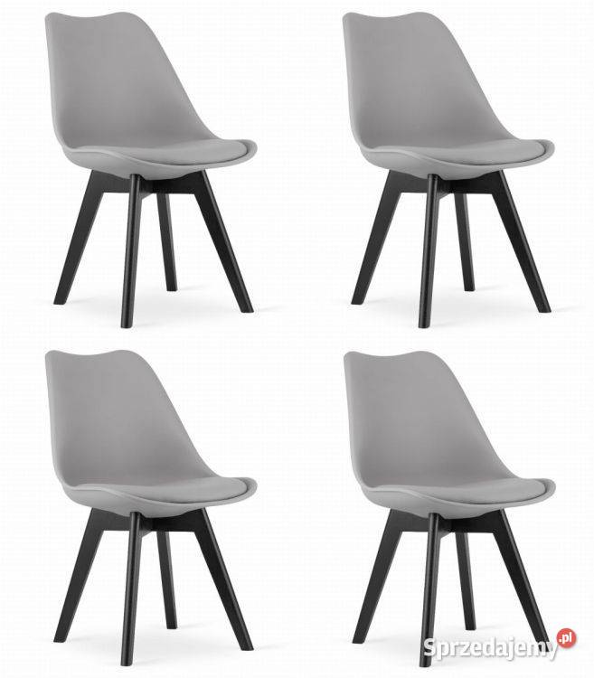 Zestaw czterech krzeseł szare nogi czarne Bielsk Podlaski