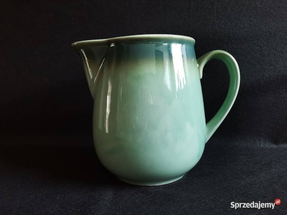 Stary duży nieużywany dzbanek zielony porcelit Porcelana i szkło Katowice