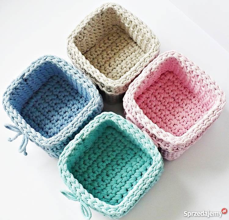 Koszyki kwadratowe bawełniane komplet 3 wielokolorowy Bydgoszcz