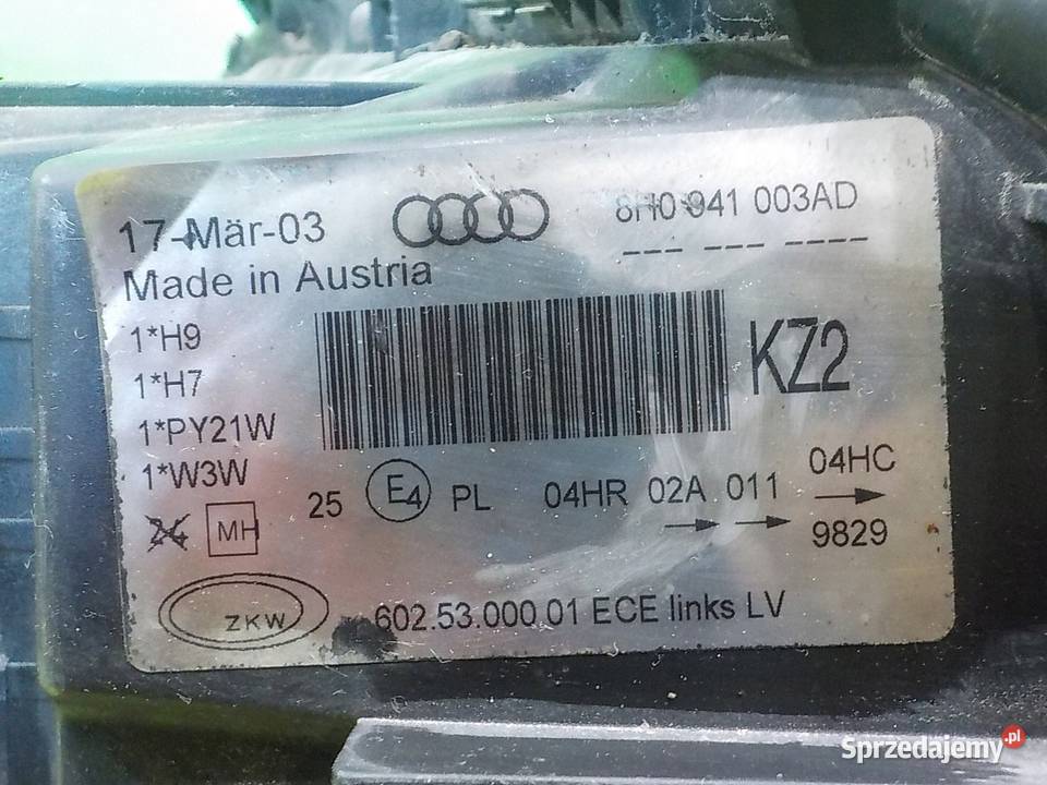AUDI A4 B6 24 B 03r CABRIO 2D lampa lewa przod Suków sprzedam