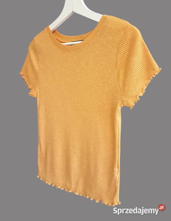 Damska bluzka musztardowa z krótkim rękawem pomarańczowy