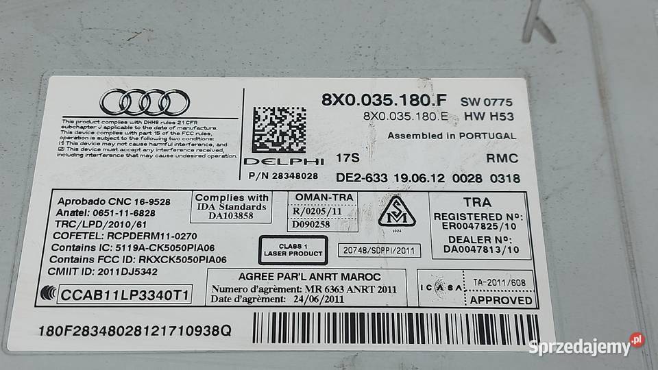 AUDI A1 I 8X 12 TFSI 12r radio CD 8X0035180F świętokrzyskie Kielce sprzedam