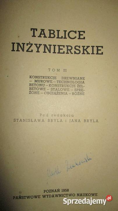 Tablice inżynierskie 4 tomy konstrukcje Łódź