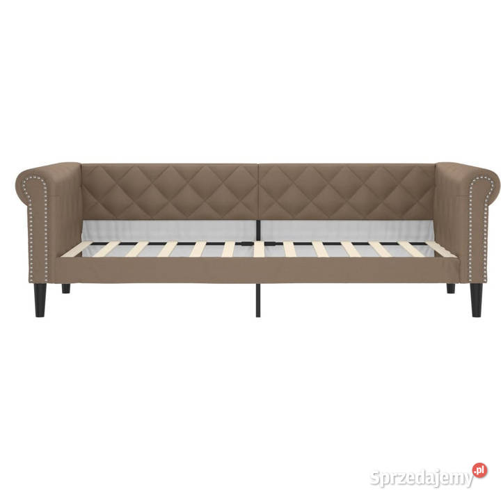 Sofa z funkcją spania cappuccino sztuczna skóra Warszawa