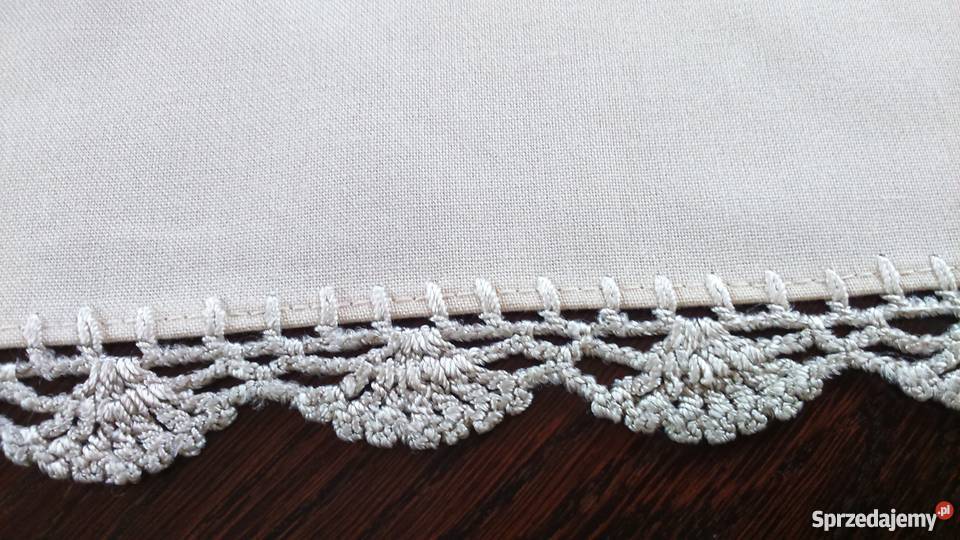 Beżowa serweta perłowy haft 90x90 obrus koronka Radom sprzedam