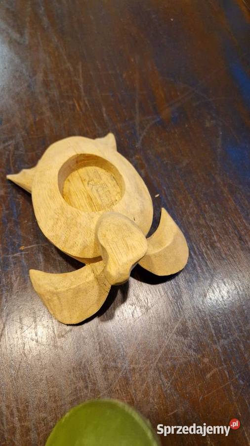 Stara ZABAWKA z drewna ŻÓŁW ręczna pracarzeźba lubelskie Lublin