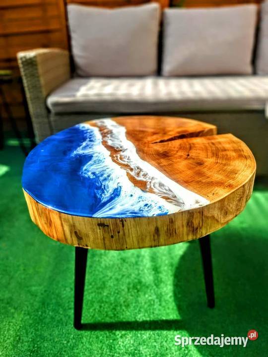 Stolik kawowy z żywicy epoksydowej i dębu efekt 50cm Starachowice