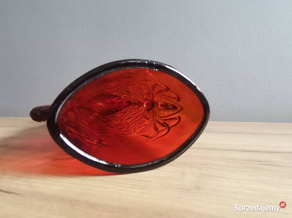 Stary czerwony wazon szkło HSG Ząbkowice design śląskie Katowice