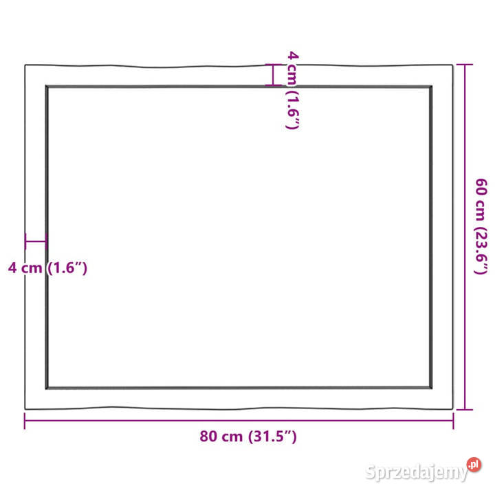Blat stołu 80x60x24 surowy lity dąb naturalną mazowieckie
