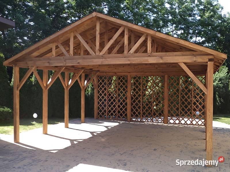 Wiata garażowa 1 drewniana 45x45m dach 2spadowy Parzymiechy
