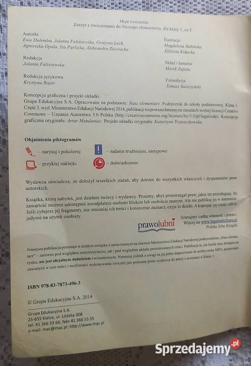 Moje ćwiczenia kl1 cz3 Rok wydania 2014 Małkinia Górna