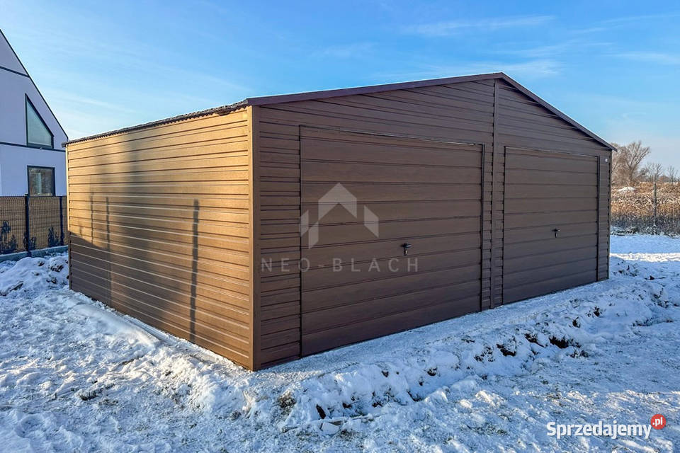 Garaż Blaszany 75x5m 2x Brama Uchylna okno Drzwi Jastrowie