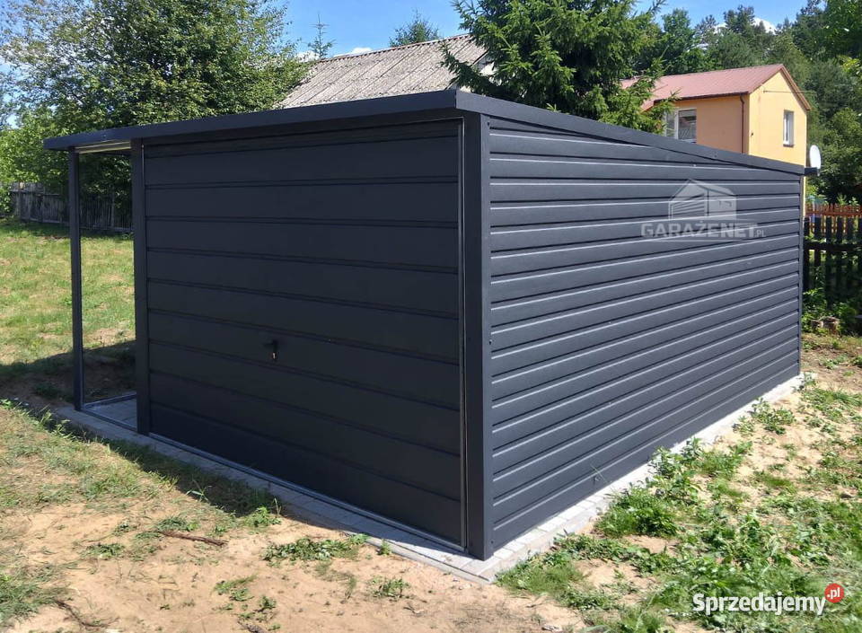 GARAŻ BLASZANY 3m x 5m WIATA 1M SPAD TYŁ BRAMA Domki narzędziowe Łapanów