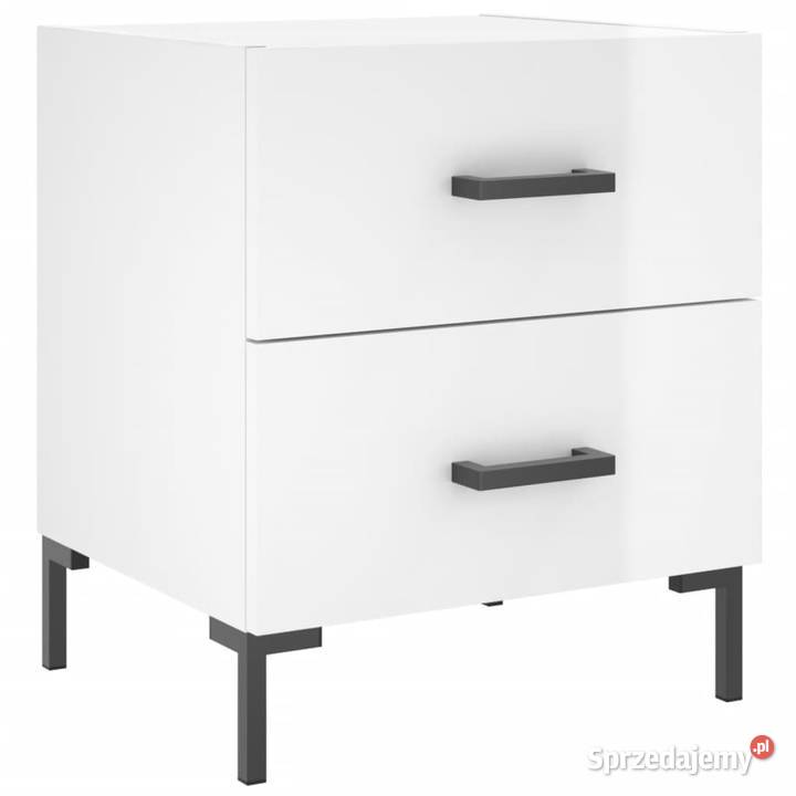 Szafki nocne 2 wysoki połysk białe 40x35x475