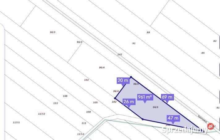 sprzedaży gruntu Zduńska Wola 960m2