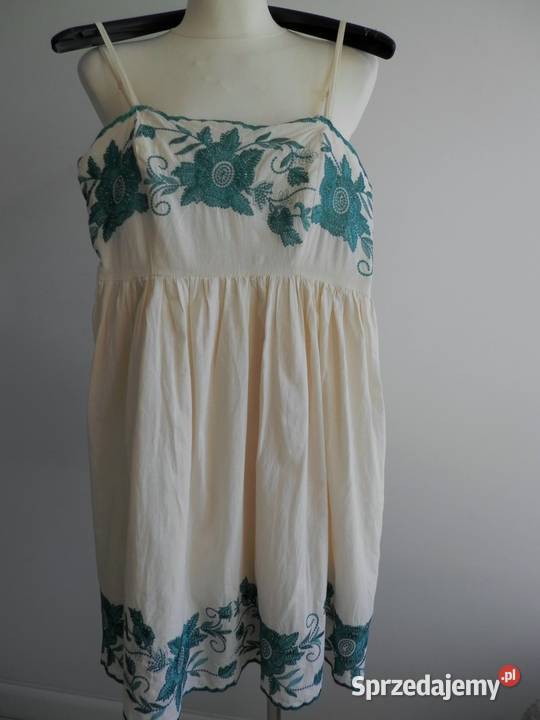 Sukienka Bawełniana Kremowa Haftowana Spódnice i sukienki