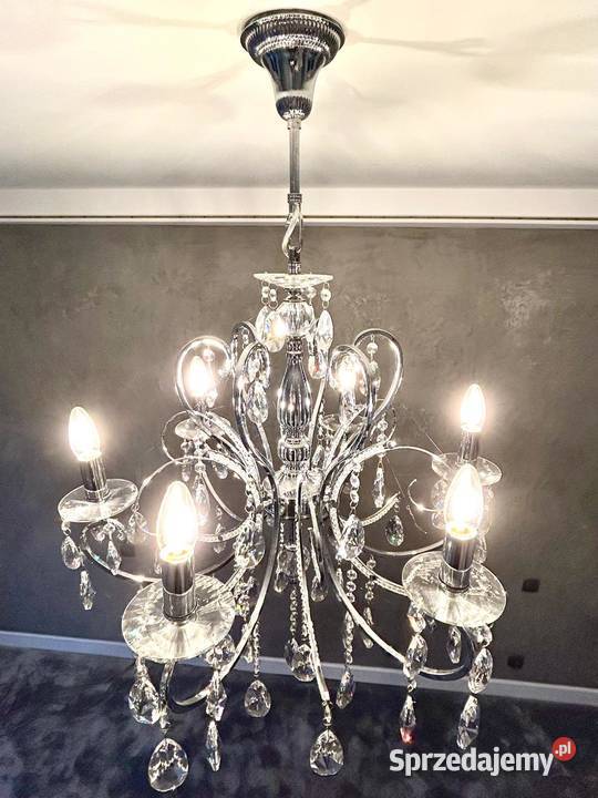 Żyrandol z kryształami górskimi lampa glamour